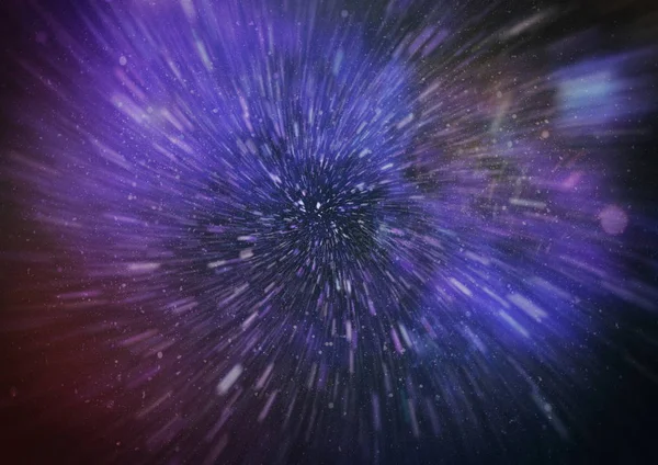 Mavi Yıldız Yolundaki Warp Veya Hiperuzay Hareketinin Soyut Özelliği — Stok fotoğraf