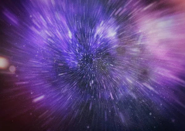 Mavi yıldız yolundaki warp veya hiperuzay hareketinin soyut özelliği.