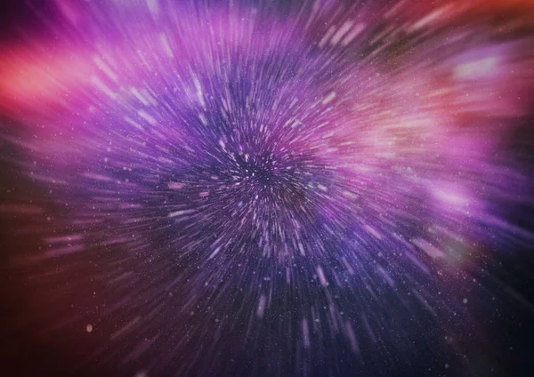 Mavi yıldız yolundaki warp veya hiperuzay hareketinin soyut özelliği.