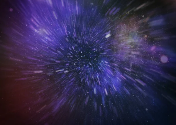 Streszczenie Ruchu Warp Lub Hiperprzestrzeni Niebieskim Szlaku Gwiazdy — Zdjęcie stockowe