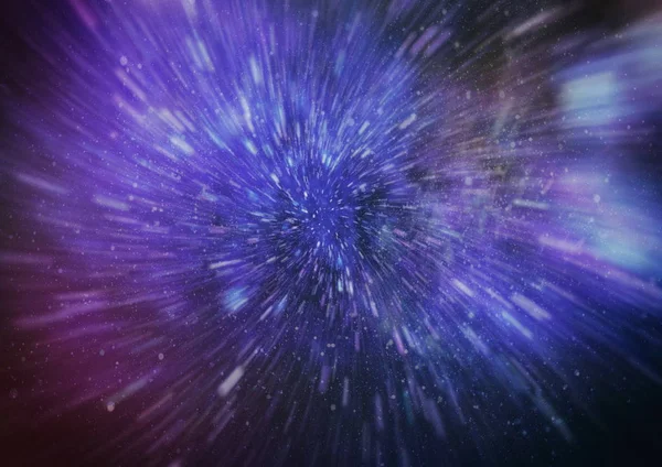Abstrakt Von Warp Oder Hyperraumbewegungen Blauer Sternenspur — Stockfoto