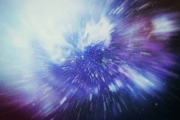 Mavi yıldız yolundaki warp veya hiperuzay hareketinin soyut özelliği.