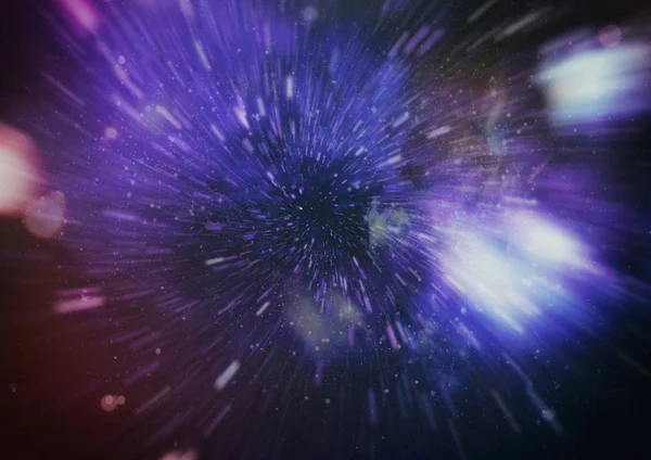青色星の軌跡におけるワープ運動や超空間運動の概要 — ストック写真