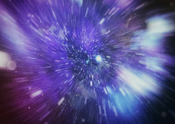 青色星の軌跡におけるワープ運動や超空間運動の概要 — ストック写真