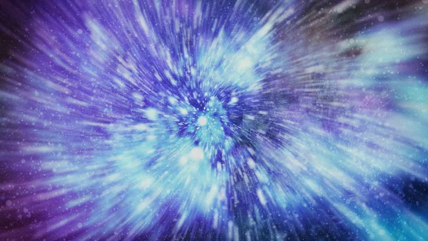 爆発して運動を拡大します 銀河と星とブルーの力フィールドを介してワームホール星間旅行のループ アニメーション — ストック写真