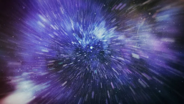 Взрывающиеся Расширяющиеся Грузчики Анимация Червоточиной Межзвездного Путешествия Через Синее Силовое — стоковое фото
