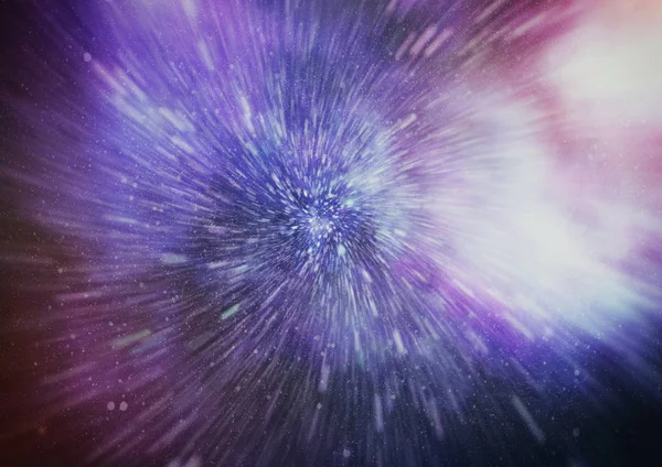 Exploding and expanding movemen. Loop animation with wormhole interstellar travel through a blue force field with galaxies and stars