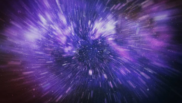 Patlayan ve movemen genişletilmesi. Solucan deliği yıldızlararası yolculuk galaksiler ve yıldızlar ile mavi bir güç alanı ile döngü animasyon