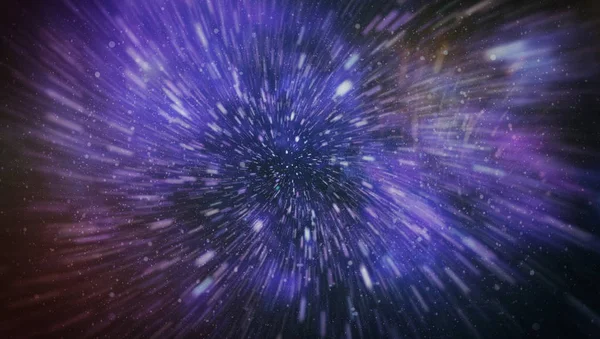 Patlayan ve movemen genişletilmesi. Solucan deliği yıldızlararası yolculuk galaksiler ve yıldızlar ile mavi bir güç alanı ile döngü animasyon
