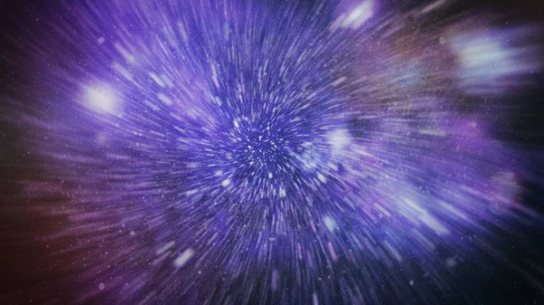 Patlayan ve movemen genişletilmesi. Solucan deliği yıldızlararası yolculuk galaksiler ve yıldızlar ile mavi bir güç alanı ile döngü animasyon