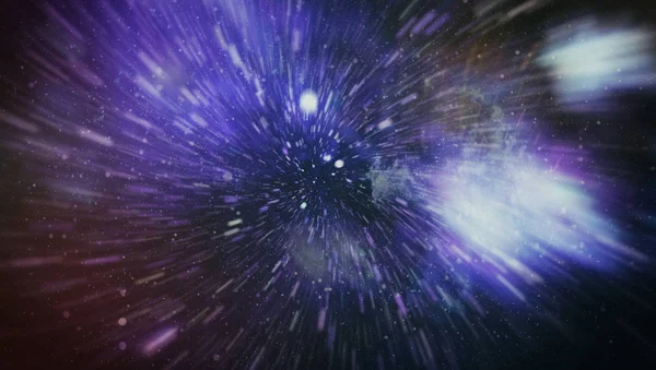 Patlayan ve movemen genişletilmesi. Solucan deliği yıldızlararası yolculuk galaksiler ve yıldızlar ile mavi bir güç alanı ile döngü animasyon