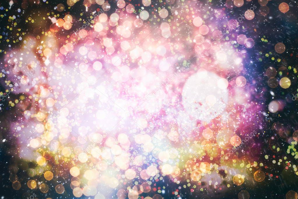 Festive Christmas background. Elegant abstract background with lights and stars