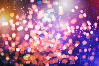 Noel ışık arka plan. Tatil parlak zemin. Yıldızlar yanıp sönen ile ufuk arka plan.