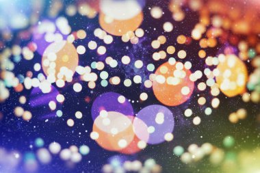 Noel ışık arka plan. Tatil parlak zemin. Yıldızlar yanıp sönen ile ufuk arka plan.