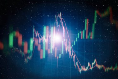 Borsa yatırım ticaret mum çubuk grafik grafik. Forex grafik grafik dijital ekran üzerinde