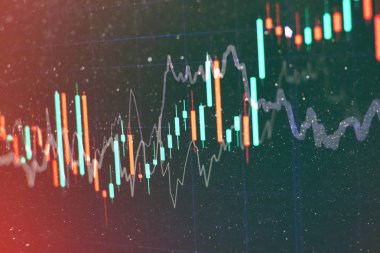 Soyut parlayan ön x grafik arayüz duvar kağıdı. Yatırım, ticaret, hisse senedi, finans ve analiz kavramı.
