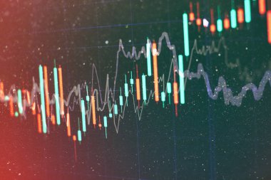 Soyut parlayan ön x grafik arayüz duvar kağıdı. Yatırım, ticaret, hisse senedi, finans ve analiz kavramı.