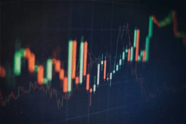 Grafikon Diagramokkal Tőzsdén Üzleti Pénzügyi Fogalmak Jelentések Absztrakt Kék Háttér — Stock Fotó