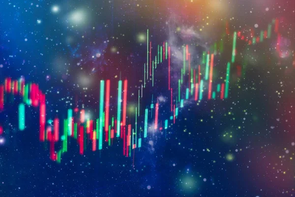 Grafikon Diagramokkal Tőzsdén Üzleti Pénzügyi Fogalmak Jelentések Absztrakt Kék Háttér — Stock Fotó