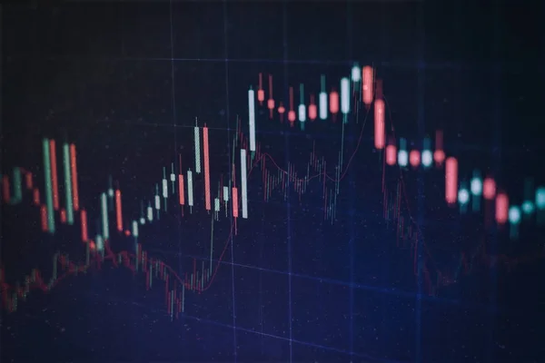 Teknisk Priskurva Och Indikator Röd Och Grön Ljusstake Diagram Blå — Stockfoto