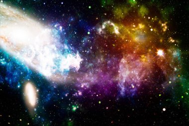 Patlama süpernova. Parlak yıldız bulutsu. Uzak galaksi. Yeni yıl havai fişekler. Soyut resim. Nasa tarafından döşenmiş bu görüntü unsurları.