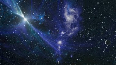 Patlama süpernova. Parlak yıldız bulutsu. Uzak galaksi. Yeni yıl havai fişekler. Soyut resim. Nasa tarafından döşenmiş bu görüntü unsurları.