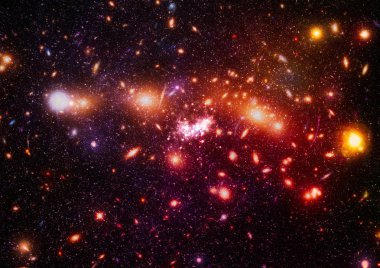 Gece gökyüzü, uzayda yıldız. Uzay, bilim ve eğitim konularında kolaj. Bu görüntünün elementleri NASA tarafından desteklenmektedir.