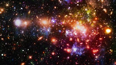 Gece gökyüzü, uzayda yıldız. Uzay, bilim ve eğitim konularında kolaj. Bu görüntünün elementleri NASA tarafından desteklenmektedir.