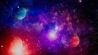 Gece gökyüzü, uzayda yıldız. Uzay, bilim ve eğitim konularında kolaj. Bu görüntünün elementleri NASA tarafından desteklenmektedir.