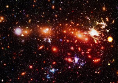 Gece gökyüzü, uzayda yıldız. Uzay, bilim ve eğitim konularında kolaj. Bu görüntünün elementleri NASA tarafından desteklenmektedir.