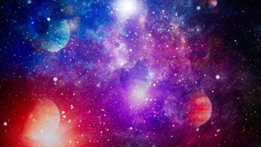 Gece gökyüzü, uzayda yıldız. Uzay, bilim ve eğitim konularında kolaj. Bu görüntünün elementleri NASA tarafından desteklenmektedir.