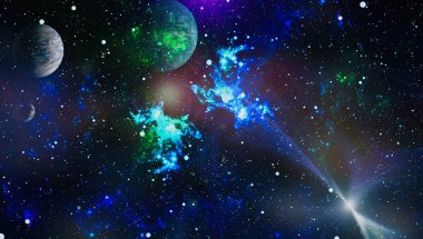 Uzaya karşı parlayan nebula ve yıldız alanı. Bu görüntünün elementleri NASA tarafından desteklenmektedir.