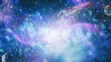 Patlama süpernova. Parlak yıldız bulutsu. Uzak galaksi. Yeni yıl havai fişekler. Soyut resim. Nasa tarafından döşenmiş bu görüntü unsurları.