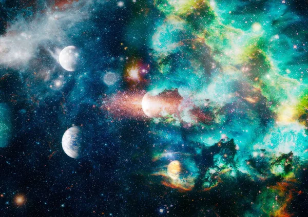 宇宙の星 教育分野でのコラージュ Nasaによって提供されたこの画像の要素 — ストック写真