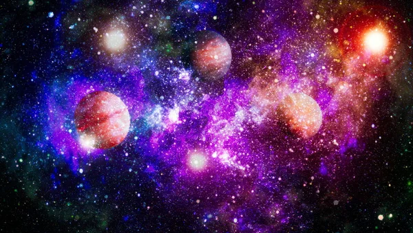 Debu Bintang Dan Ruang Nebula Latar Belakang Kreatif Galaksi Elemen — Stok Foto