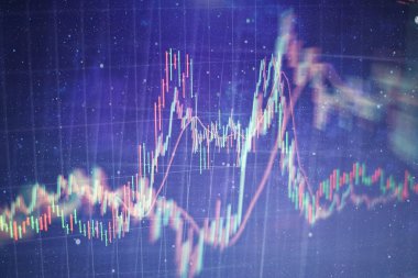 Finans ya da yatırım arka plan kavramı: borsa, borsa veri veya grafik monitörde görüntüleme