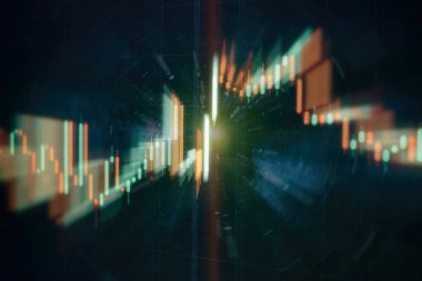 Borsa grafiği öndeki ekranda. Finans ve yatırım konsepti. Seçici odak.