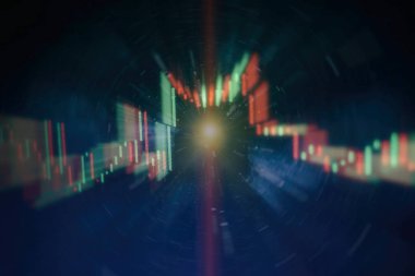 Borsa grafiği öndeki ekranda. Finans ve yatırım konsepti. Seçici odak.