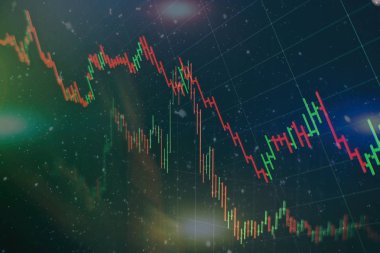 Forx ticaret grafiği ve şamdan şeması finansal yatırım konseptine uygundur. Ekonomik trendler iş fikri ve tüm sanat tasarımı için arka plan. Soyut finans arkaplanı
