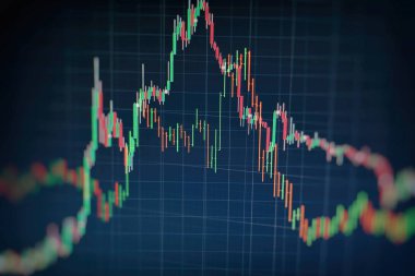 Forx ticaret grafiği ve şamdan şeması finansal yatırım konseptine uygundur. Ekonomik trendler iş fikri ve tüm sanat tasarımı için arka plan. Soyut finans arkaplanı