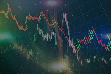 Forx ticaret grafiği ve şamdan şeması finansal yatırım konseptine uygundur. Ekonomik trendler iş fikri ve tüm sanat tasarımı için arka plan. Soyut finans arkaplanı