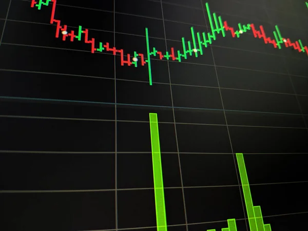 Aandelenmarkt grafiek op led-scherm. Financieel en investeringsconcept. Selectieve focus — Stockfoto