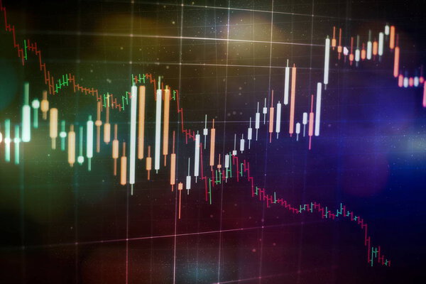 Stock market graph on led screen. Finance and investment concept. Selective focus.