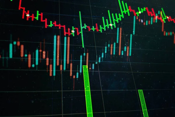 Grafico del mercato azionario sullo schermo a led. Concetto di finanza e investimenti. Focus selettivo. — Foto Stock