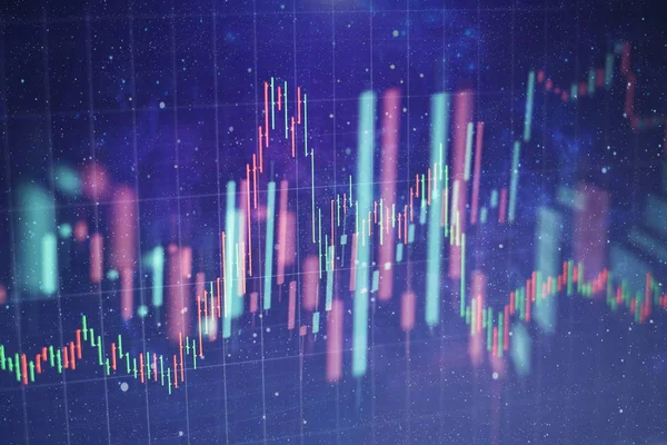 Tőzsdei grafikon a vezető képernyőn. Pénzügyi és beruházási koncepció. Szelektív fókusz. — Stock Fotó