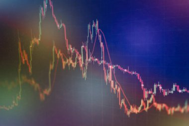 Forx ticaret grafiği ve şamdan şeması finansal yatırım konseptine uygundur. Ekonomik trendler iş fikri ve tüm sanat tasarımı için arka plan. Soyut finans arkaplanı