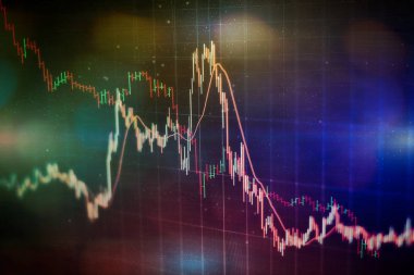 Forx ticaret grafiği ve şamdan şeması finansal yatırım konseptine uygundur. Ekonomik trendler iş fikri ve tüm sanat tasarımı için arka plan. Soyut finans arkaplanı