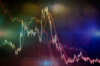 Forx ticaret grafiği ve şamdan şeması finansal yatırım konseptine uygundur. Ekonomik trendler iş fikri ve tüm sanat tasarımı için arka plan. Soyut finans arkaplanı