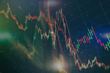 Forx ticaret grafiği ve şamdan şeması finansal yatırım konseptine uygundur. Ekonomik trendler iş fikri ve tüm sanat tasarımı için arka plan. Soyut finans arkaplanı