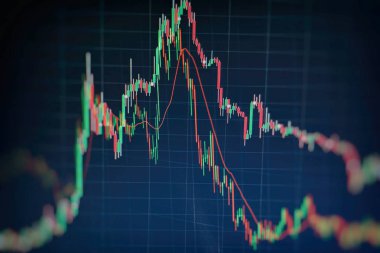 Forx ticaret grafiği ve şamdan şeması finansal yatırım konseptine uygundur. Ekonomik trendler iş fikri ve tüm sanat tasarımı için arka plan. Soyut finans arkaplanı